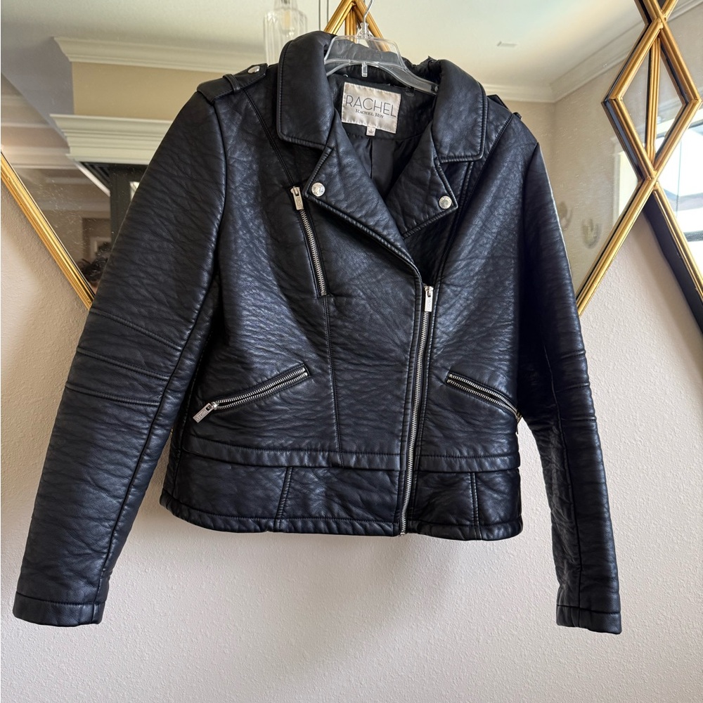 RACHEL Rachel Roy Black Leather Motorcycle Jacket